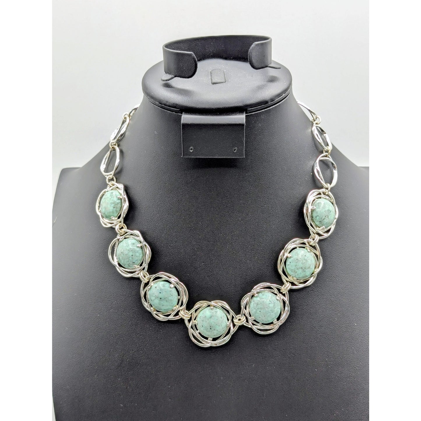 Etienne Aigner Bellini Turquoise Silver Tone Toggle Clasp 17.5"-18.5" Necklace