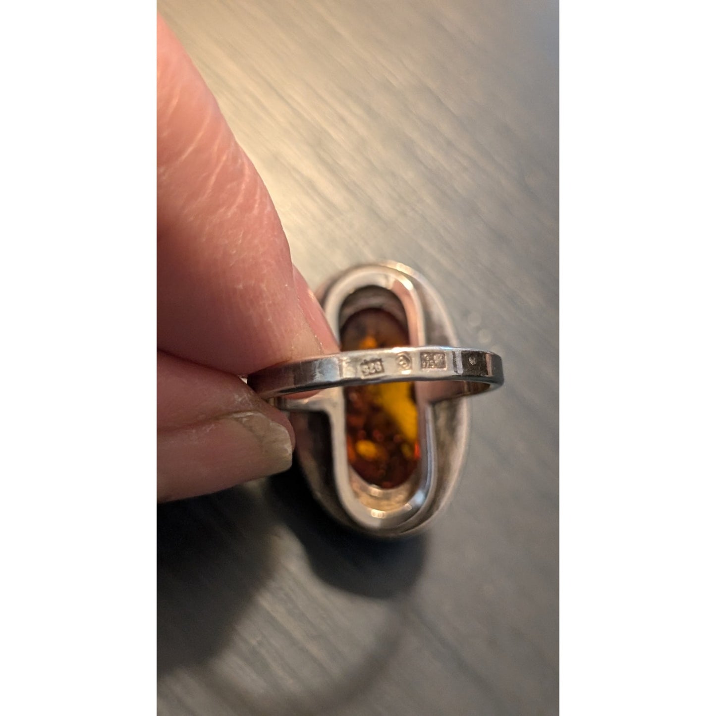 Vintage Polish Gdansk Amber 925 Ring & Amber Marked KW 925 Bracelet Set