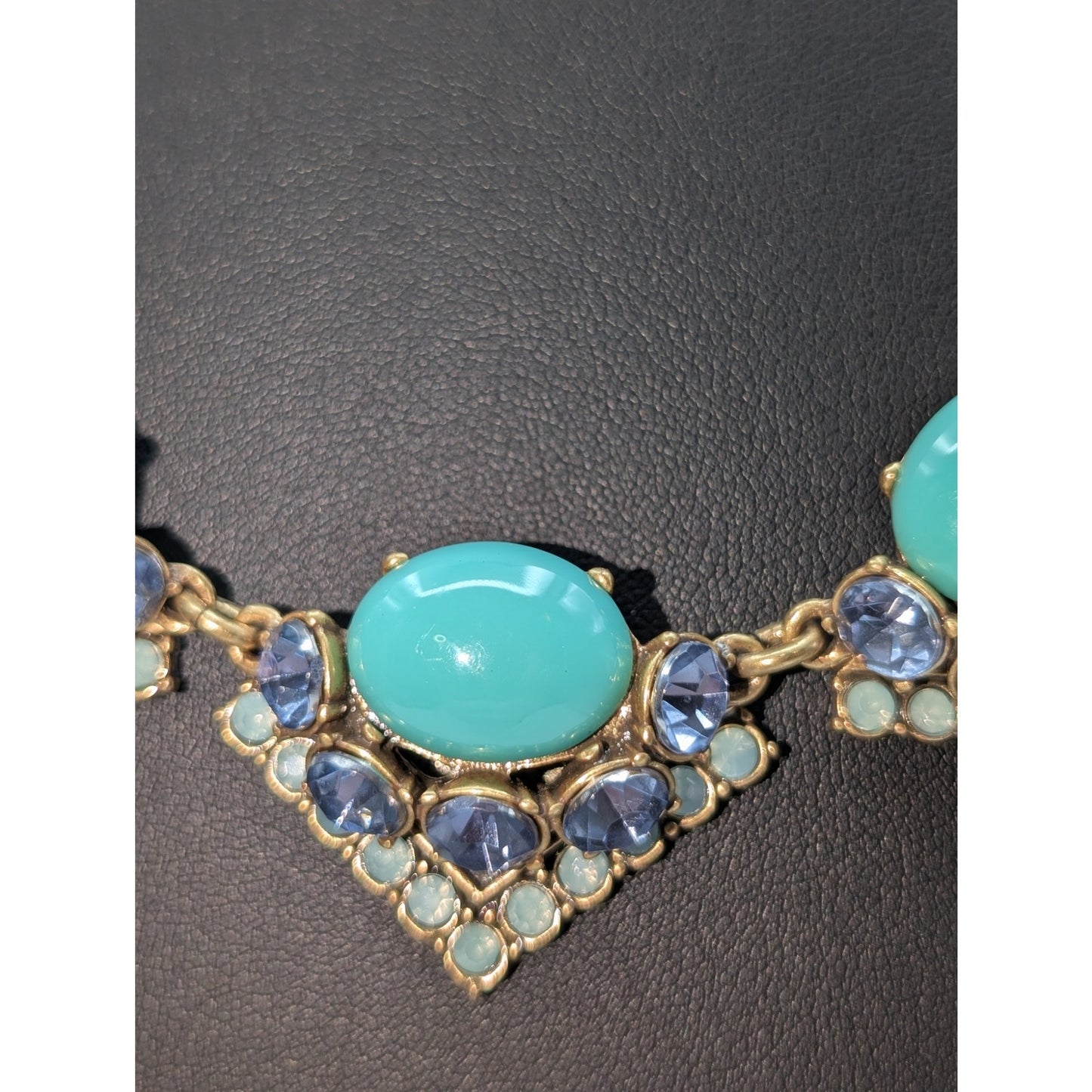 Stella & Dot Rory Blue Stones Lavender Crystal Gold Tone Statement Necklace
