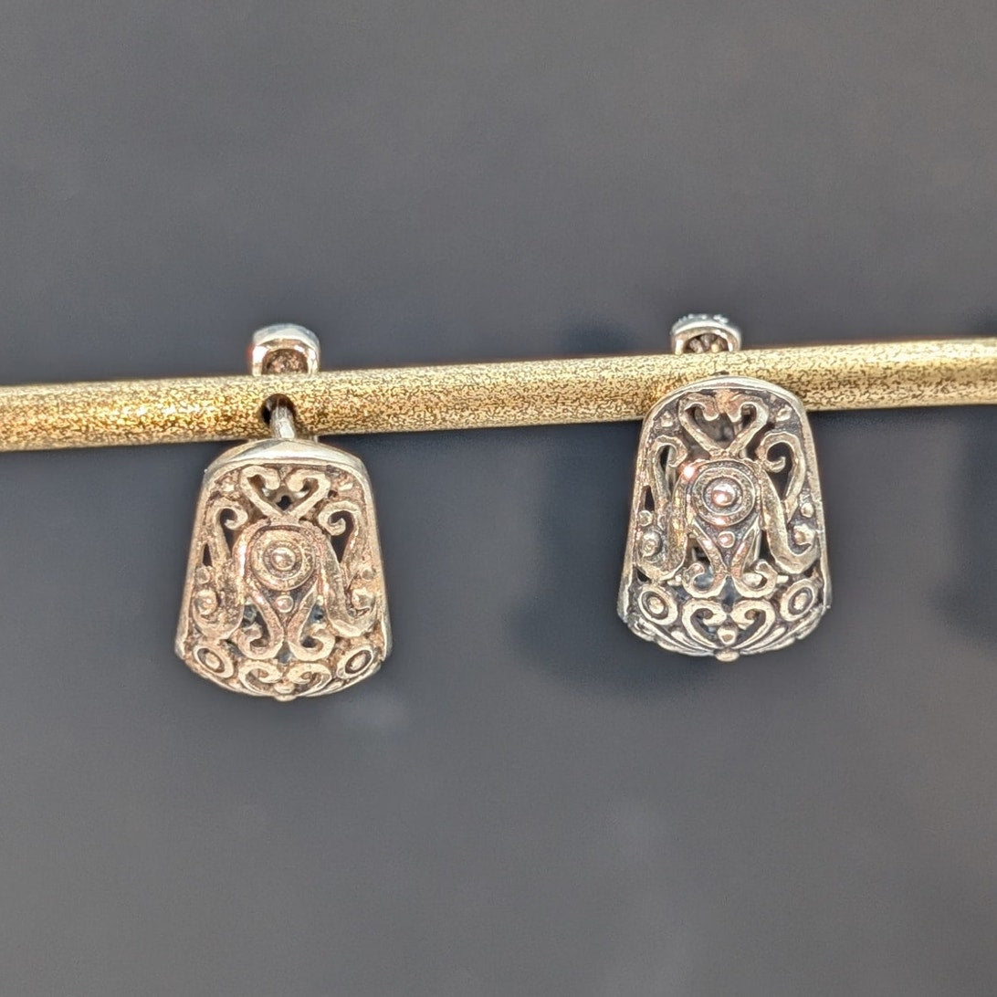 Vintage 925 Sterling Silver Filigree Small Hoop Earring