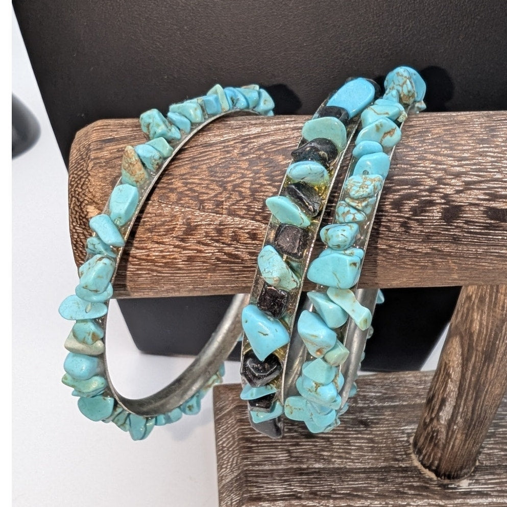 Mixed Lot of Two Blue Stone Necklaces and Six Stone Bracelets