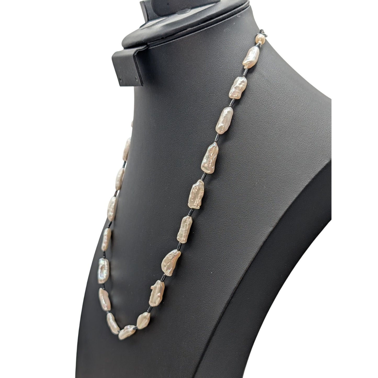 Freshwater Organic Biwa Baroque Pearl 925 Sterling Silver 22"-24.25" Necklace