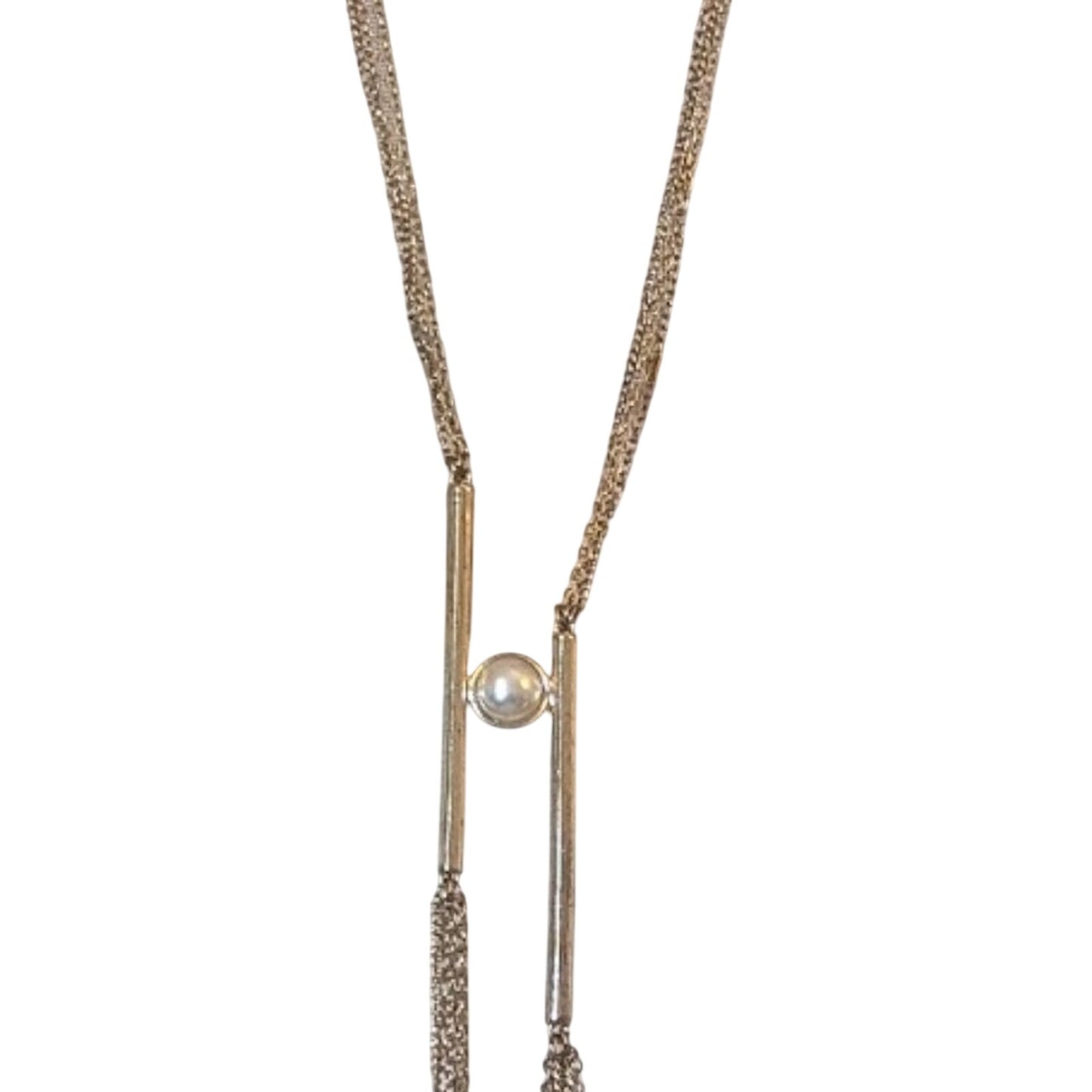 Panacea Gold Tone Bar and Faux Pearl Long Necklace