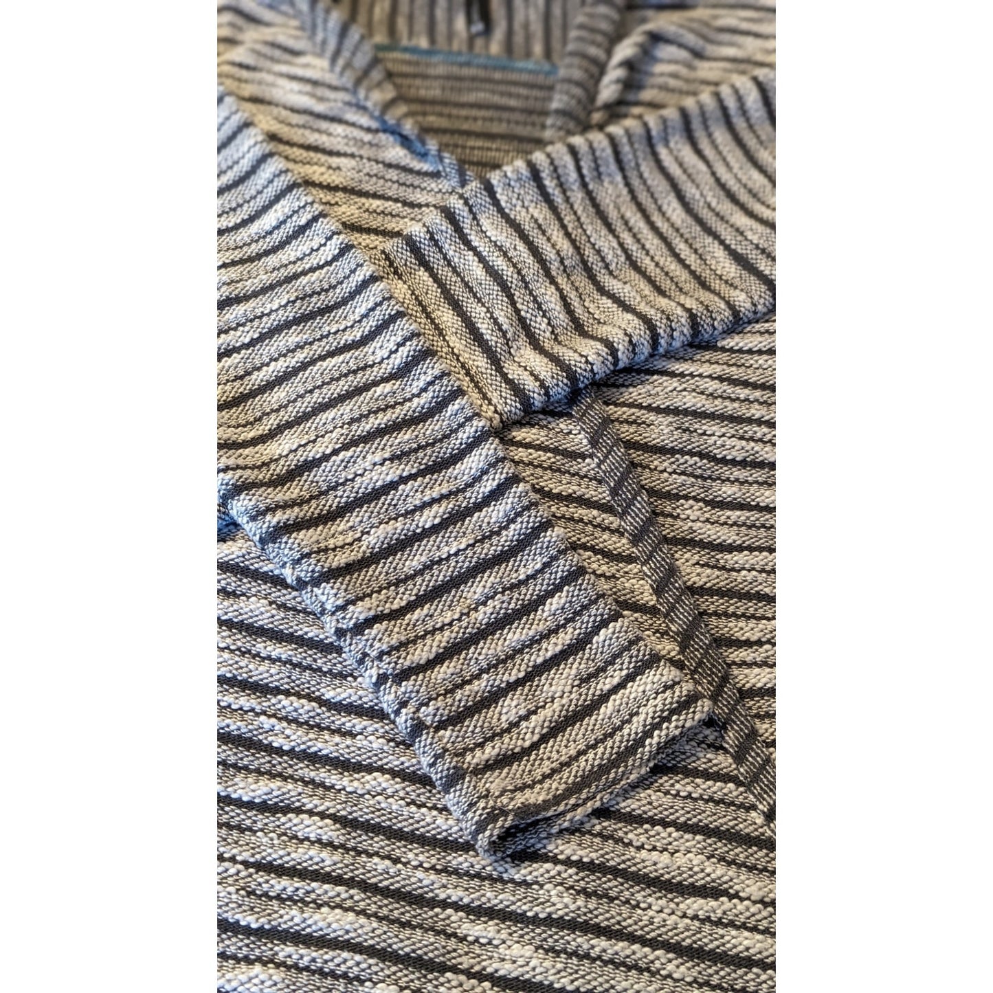 Kuhl Gray White Striped Open Shawl Wrap Cotton Blend Sweater Womens Sz XS