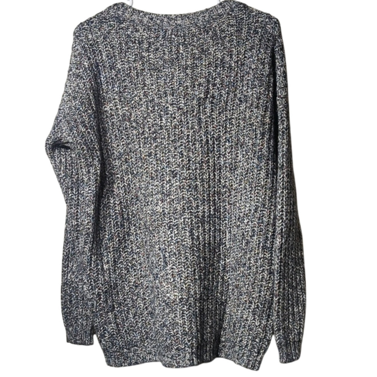 aerie Variegated Gray Woven Sweater with Criss Cross Tie Placket Women's Size SP
