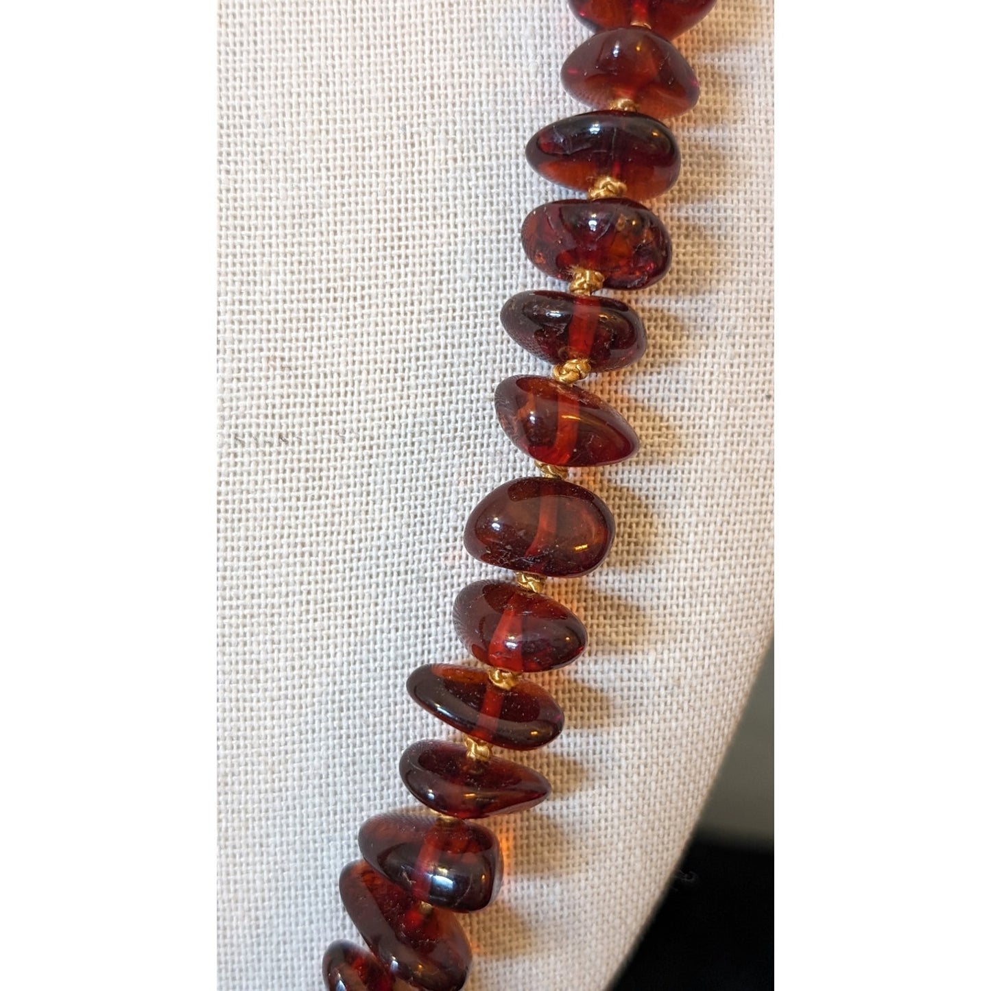 Natural Polished Graduated Amber Chip Hand Knotted Baltic Amber 22" Necklace