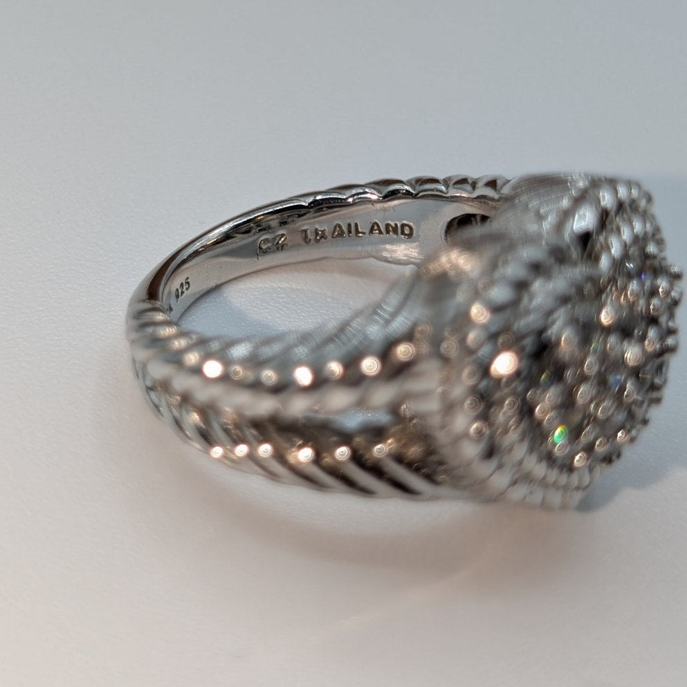 Judith Ripka: Sterling Silver, CZ Heart 9.0 g Ring-Sz. 5.75