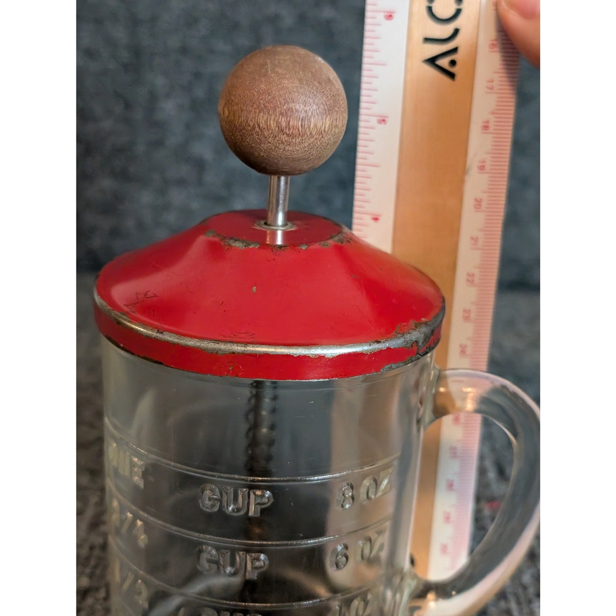 Vintage Hazel Atlas Glass Measuring Cup Food/Nut Chopper