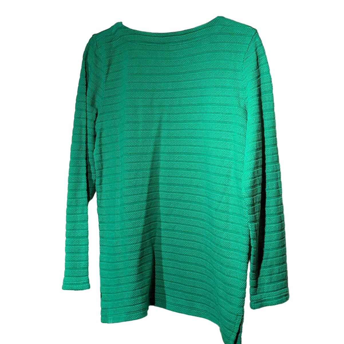 Talbots Green Textured Cotton Pullover V-Neck Tie Top Womens Sz S