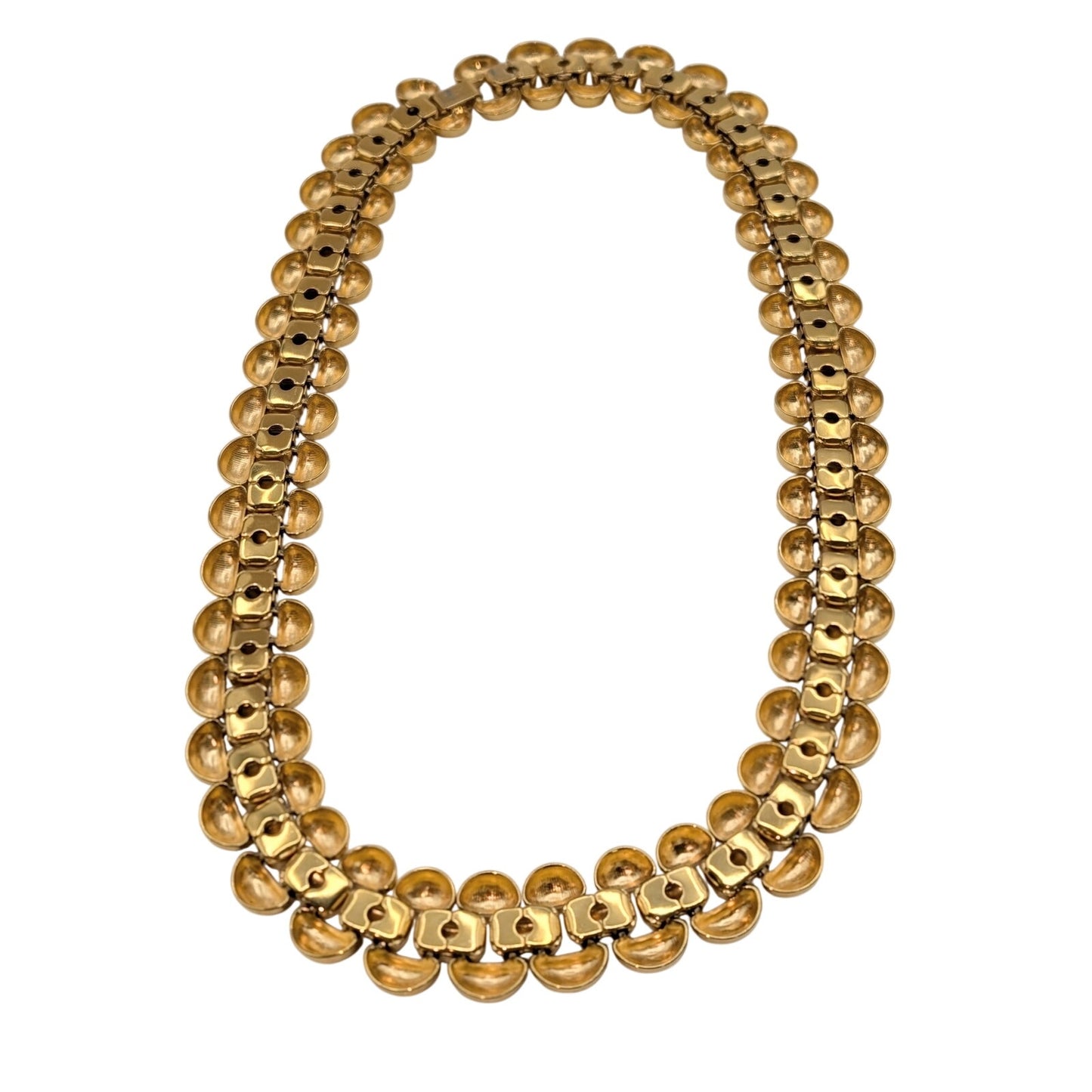 Vtg Napier Heavy Gold Plated Panther Link 1" Wide Fold Over Clasp 23" Necklace