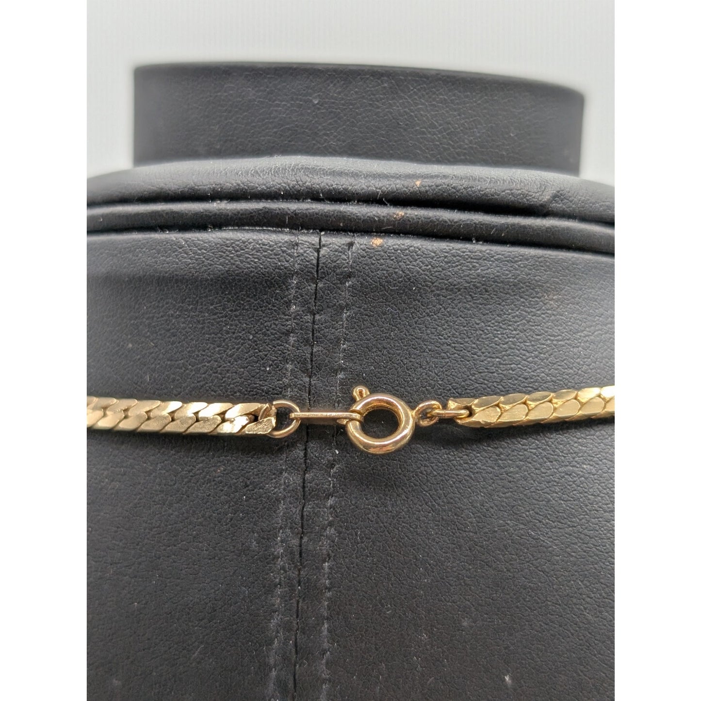Vintage 1990s Black Enamel Clear Rhinestone Boomerang Gold Tone Classic Necklace