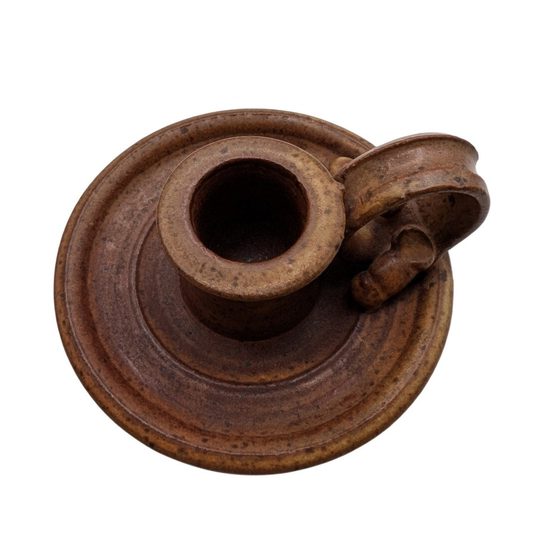 Artist Signed 'Trina' Chamber Stoneware Pottery Candle Holder