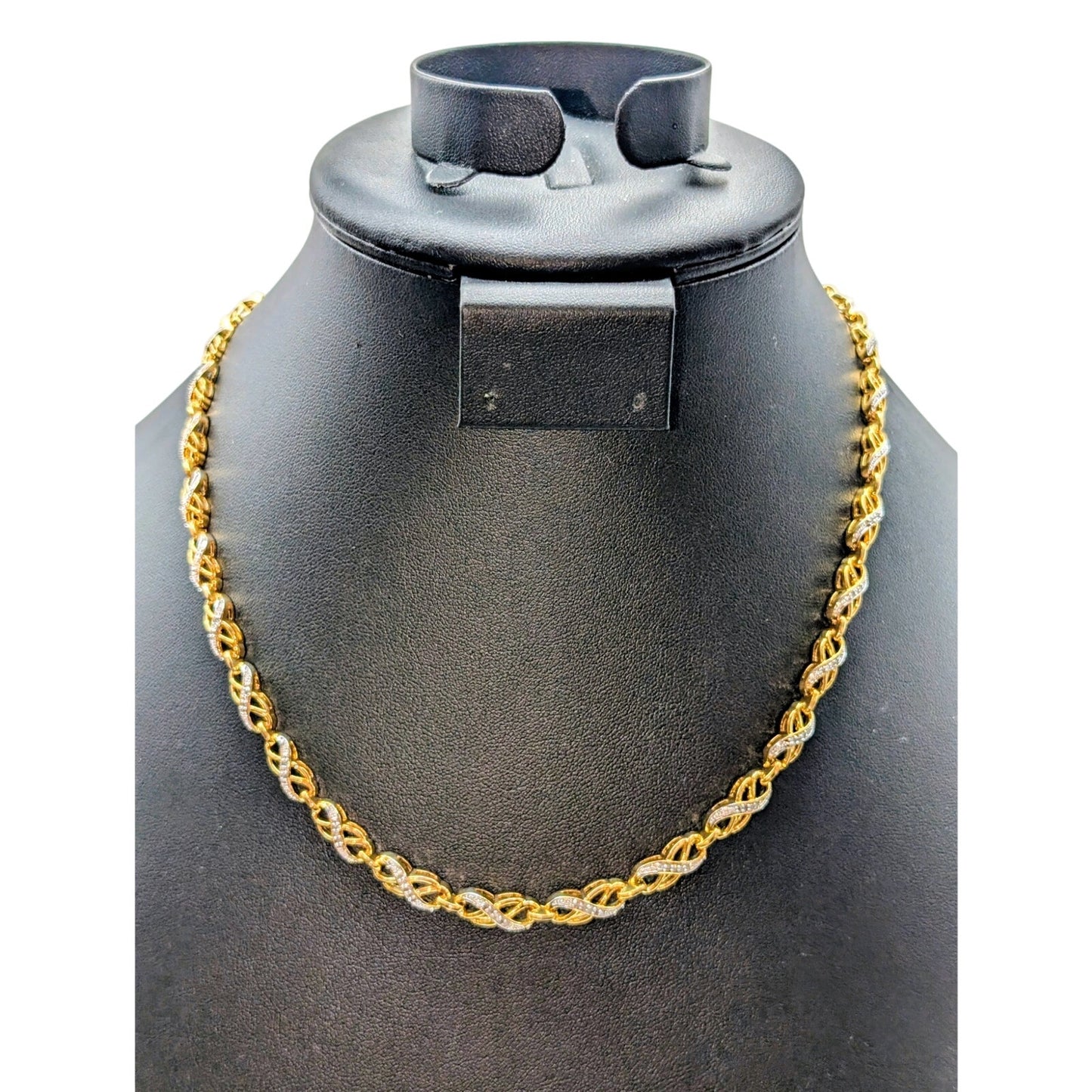 Gold & Silver Plated Moissanite Double Infinity Chain Link 17"-18.5" Necklace