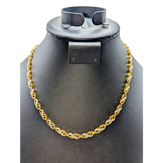 Gold & Silver Plated Moissanite Double Infinity Chain Link 17"-18.5" Necklace