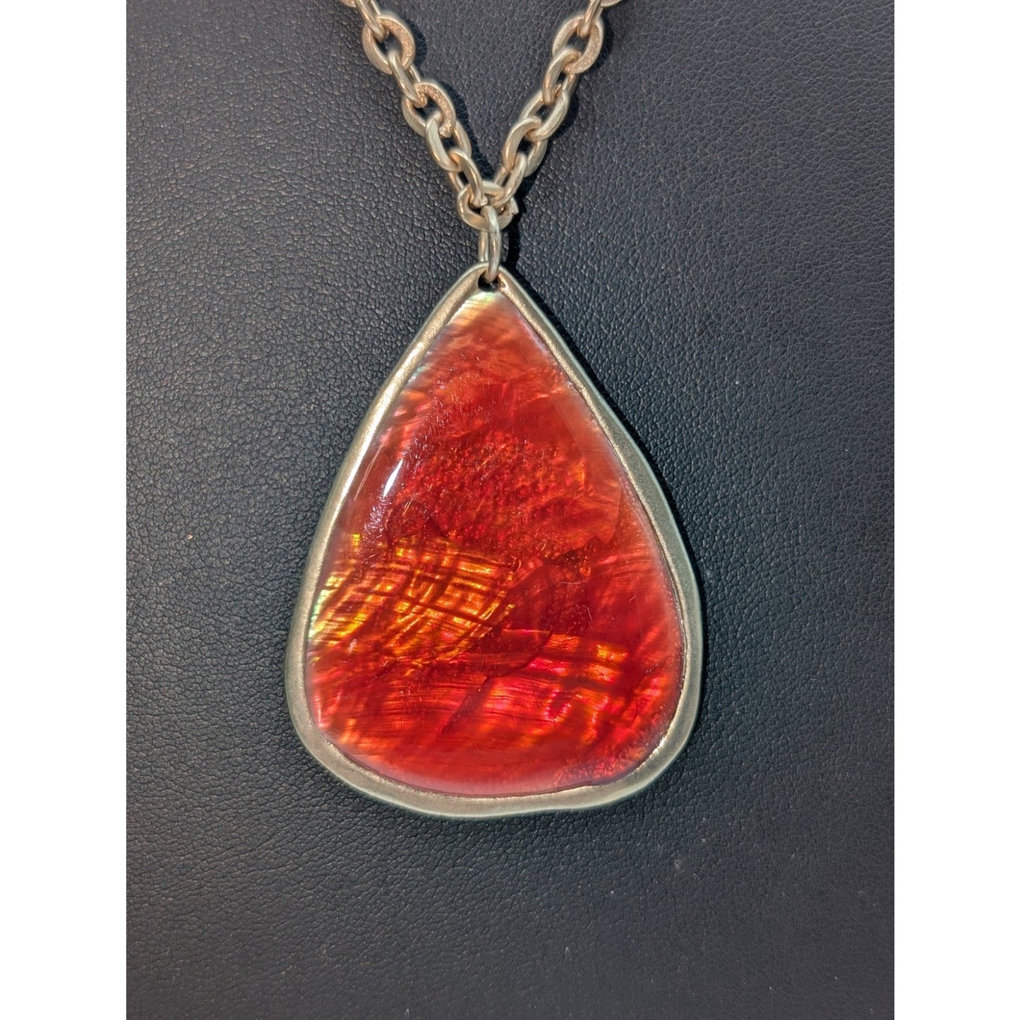 Chico's Monica Gold Tone Chain & Orange Teardrop Pendant 18"-22" Necklace NWT