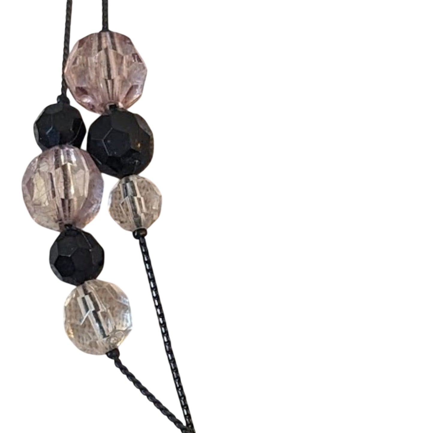 Black, Clear, Pink Faceted Acrylic Black Chain Necklace