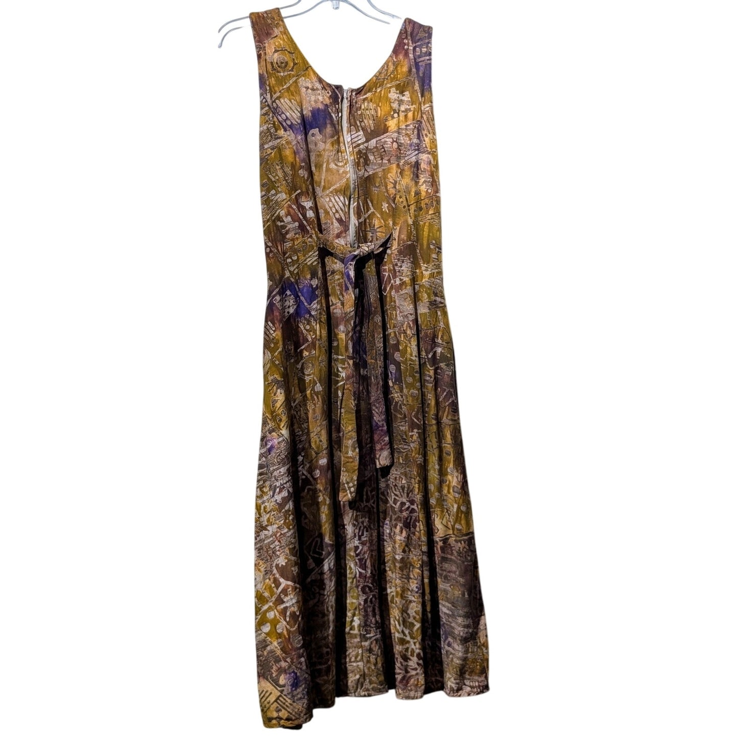Hand Made In Indonesia 100% Rayon Sleeveless Tie Back Fall Color Dress Size S