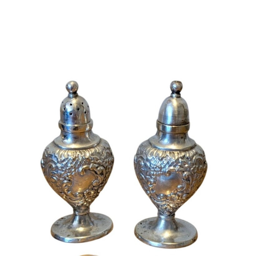 Antique 1890s Repousse English L & R Co. EPNS A1 Salt and Pepper Shakers