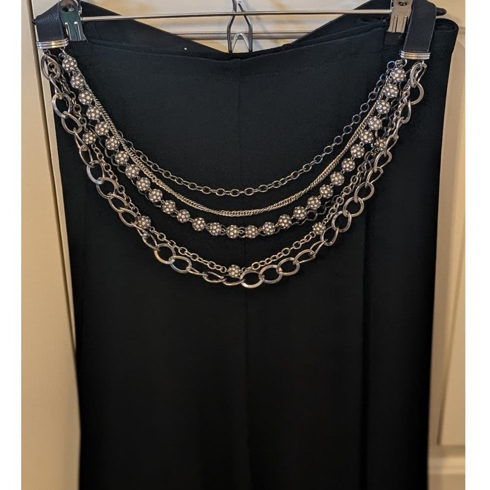 Multi-Strand Chain Link Rhinestone Disco Ball Belt Sz 34-37"