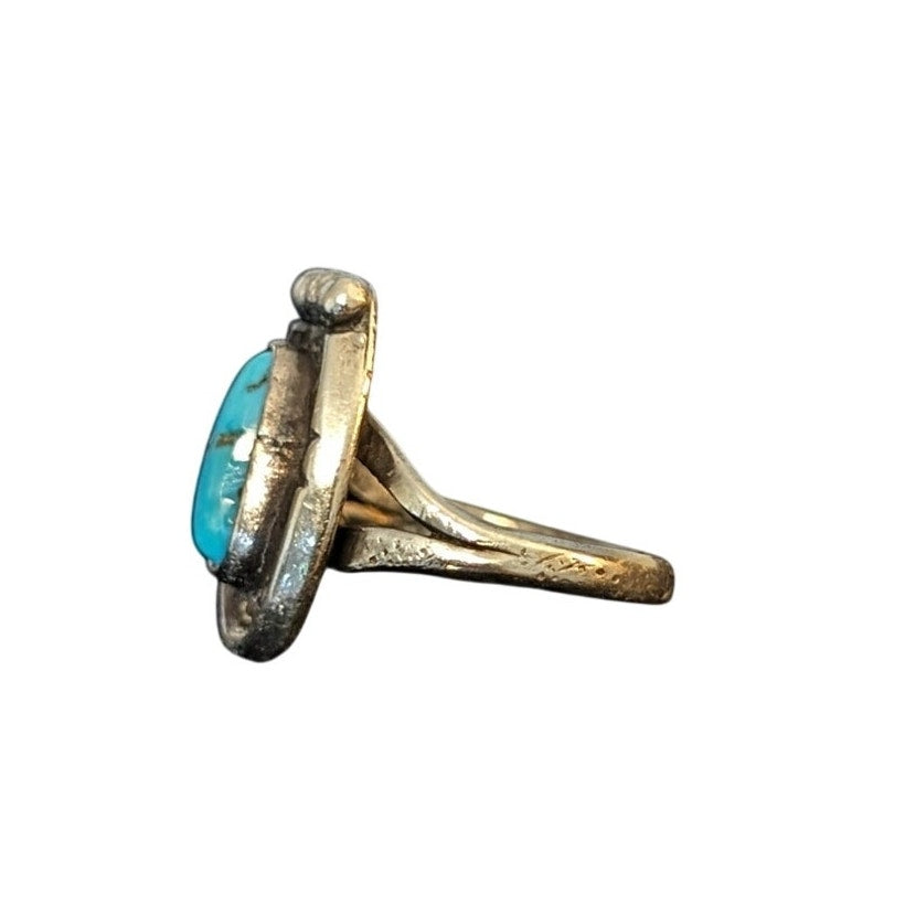 Vintage Turquoise Ring Navajo Sterling Silver Southwestern Ring Size 4