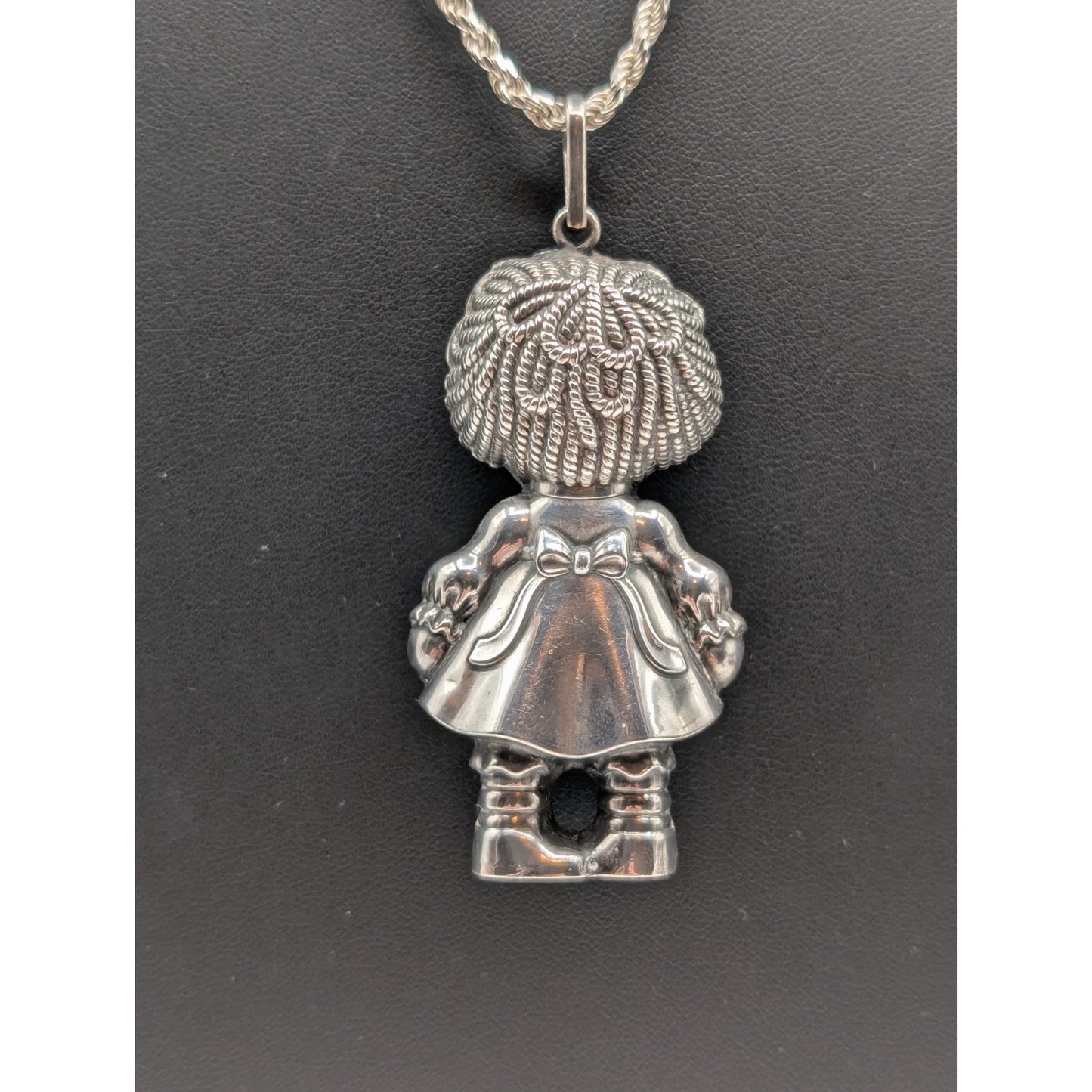 Vtg Large Raggedy Ann 1975 Bobbs Merrill Co., Inc. 925 Sterling Silver Necklace
