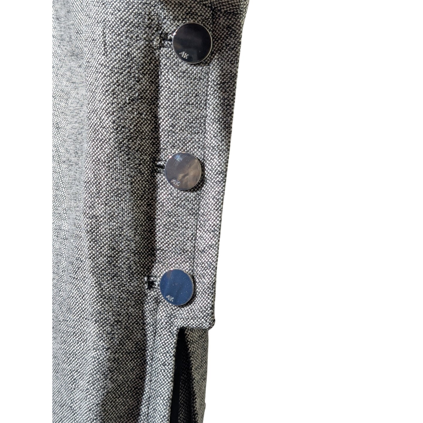 Anne Klein Gray Tweed Sleeveless Faux Wrap Button Side Jumper/Dress Womens Sz 10