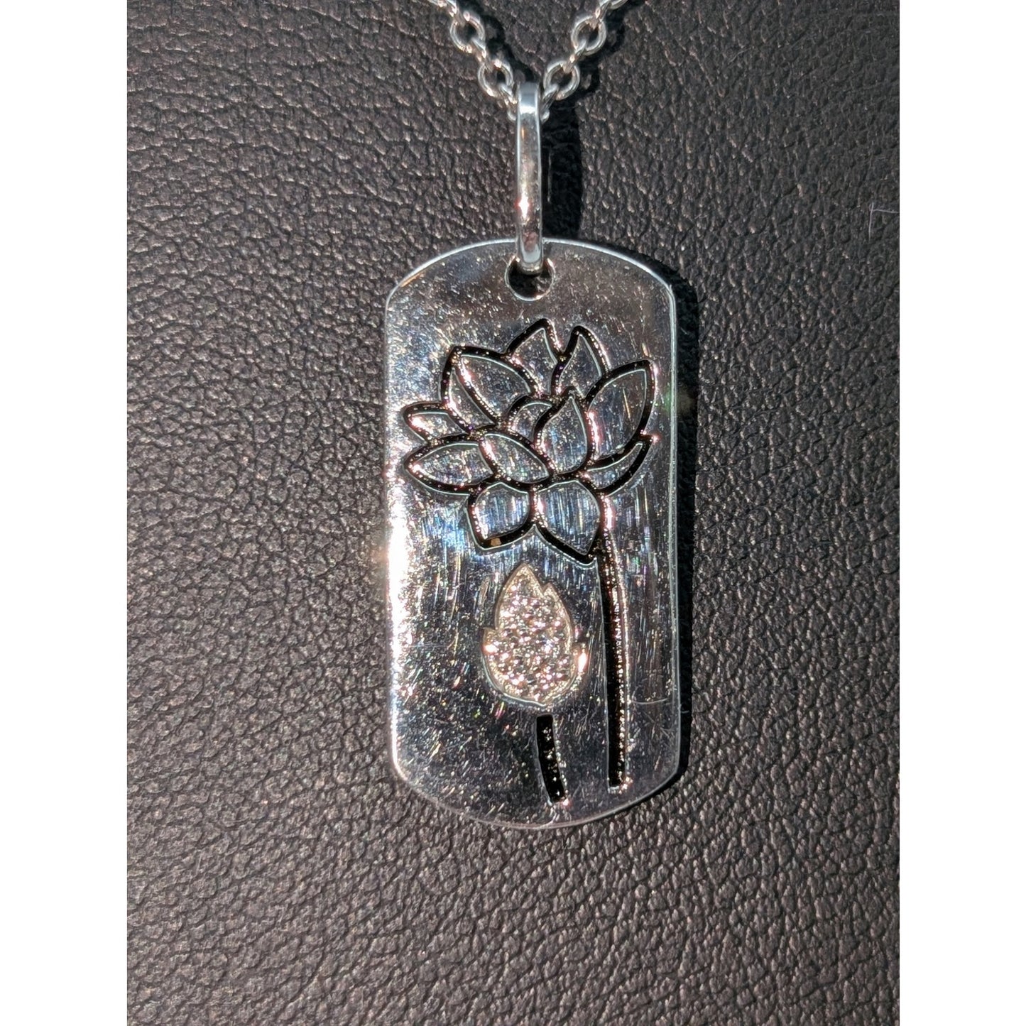 925 Sterling Silver Water Lily CZ Pendant 16"-18" Necklace