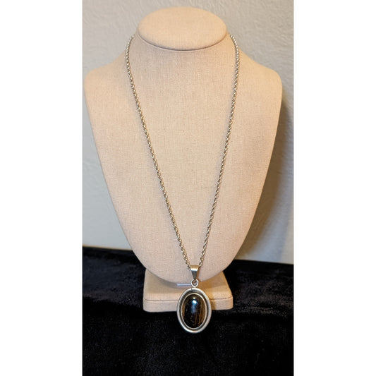 Vintage Barton Allen Ballou Sterling Chain W/ Taxco Silver Bezel Set Tigers Eye