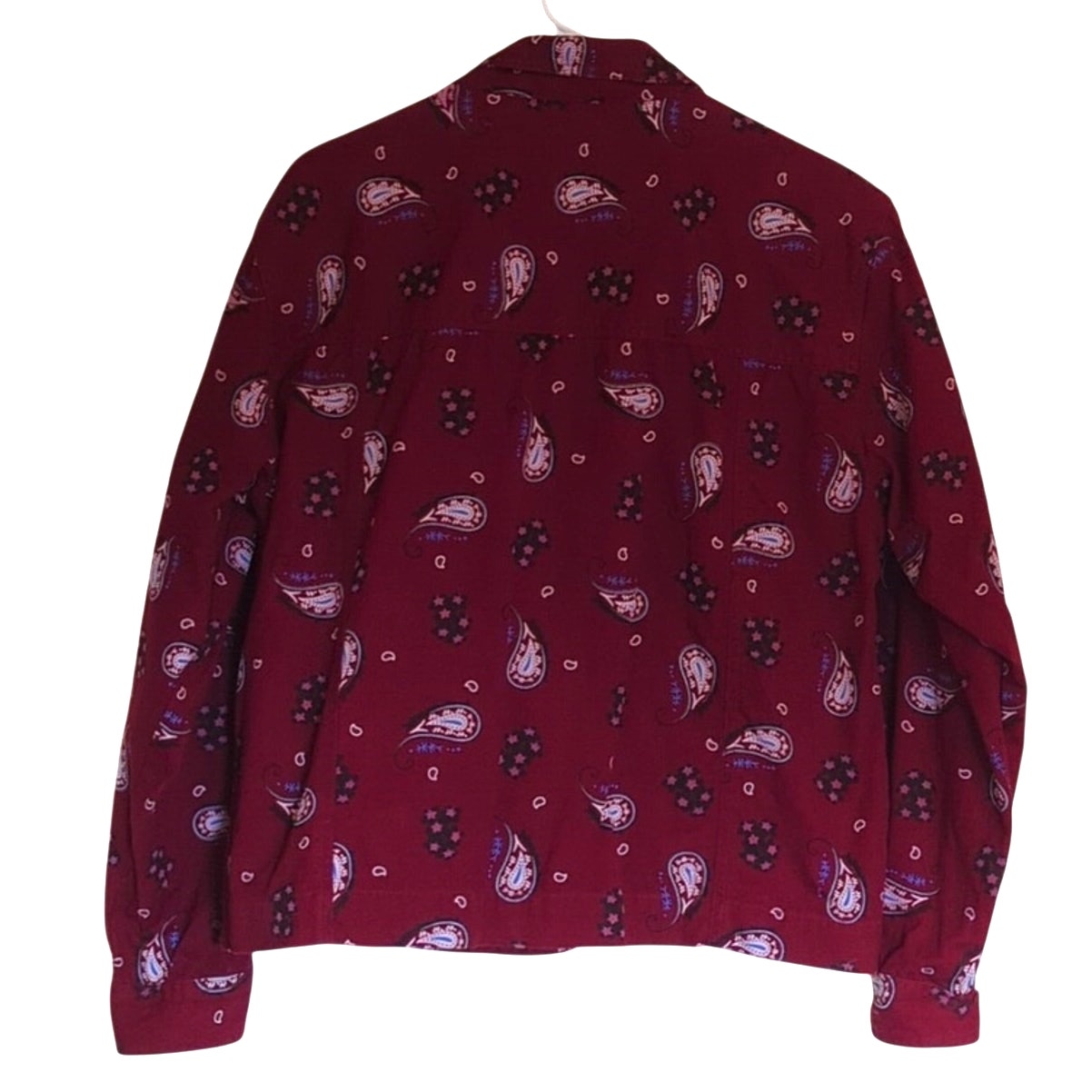 Cabela's for Women Ruby Red Floral Paisley Silver Button Jean Jacket Women's L