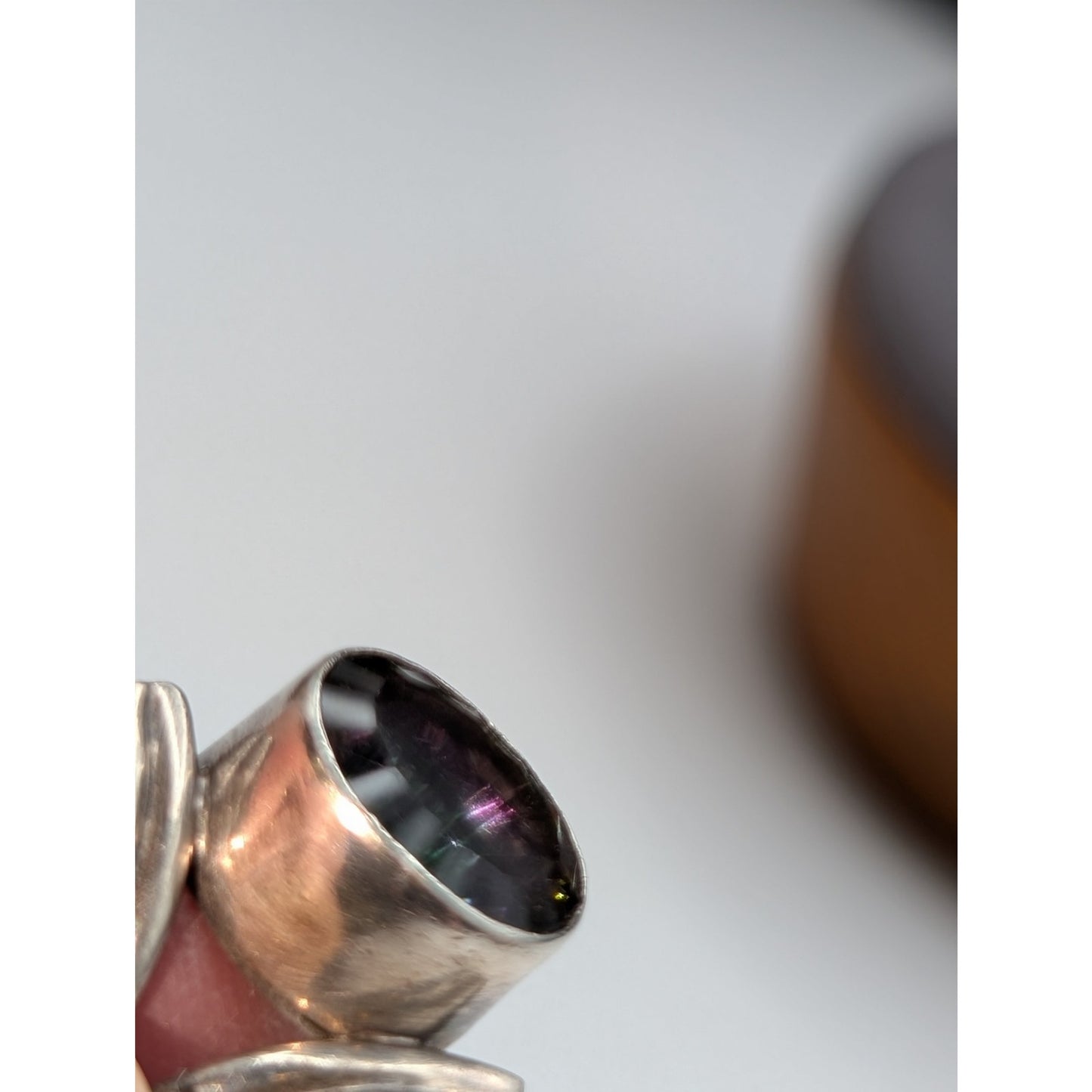 925 Sterling Silver Sunburst Cut Mystic Topaz Chunky Modern Design Ring Sz 5.25