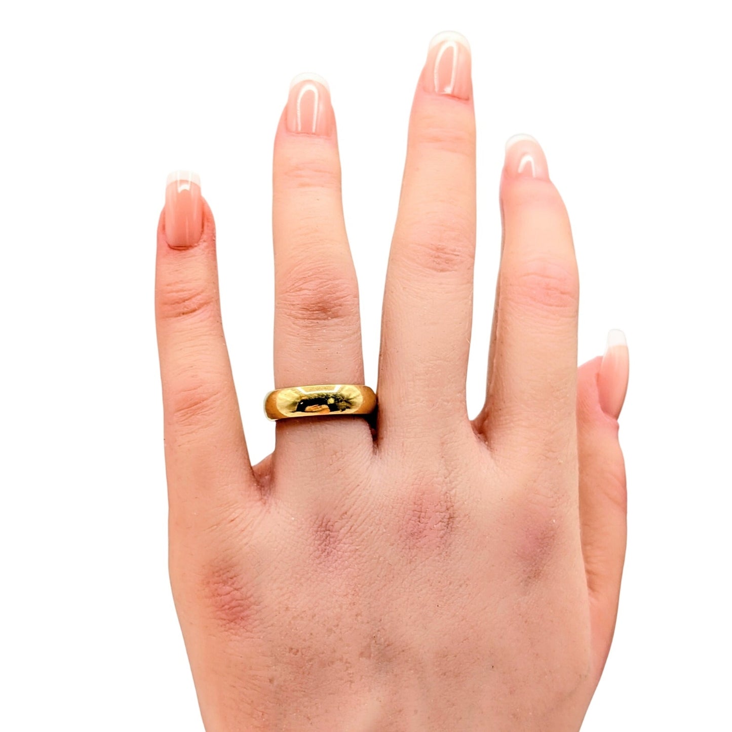 Vintage 18K Yellow Gold Artcarved Women's Wide Wedding Band Ring Size 6.5