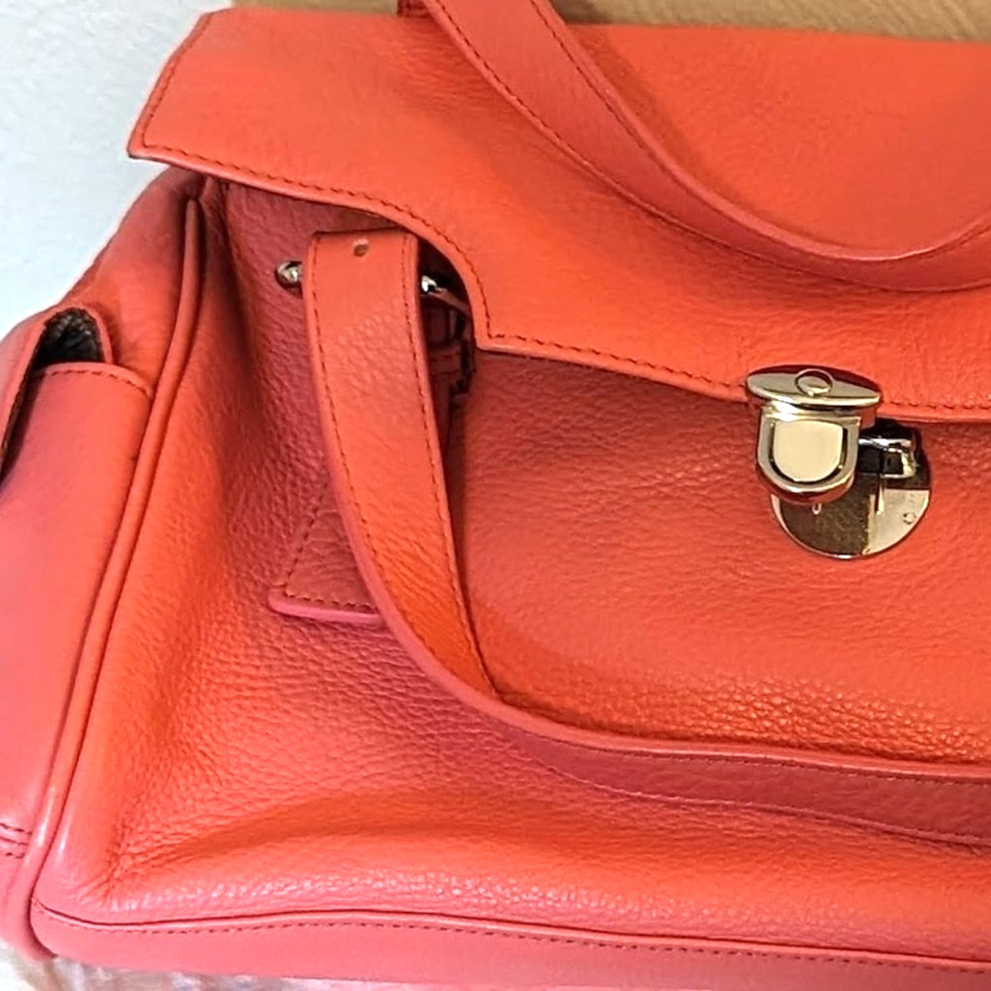 Maxx New York Coral Pebble Grain Leather Handbag
