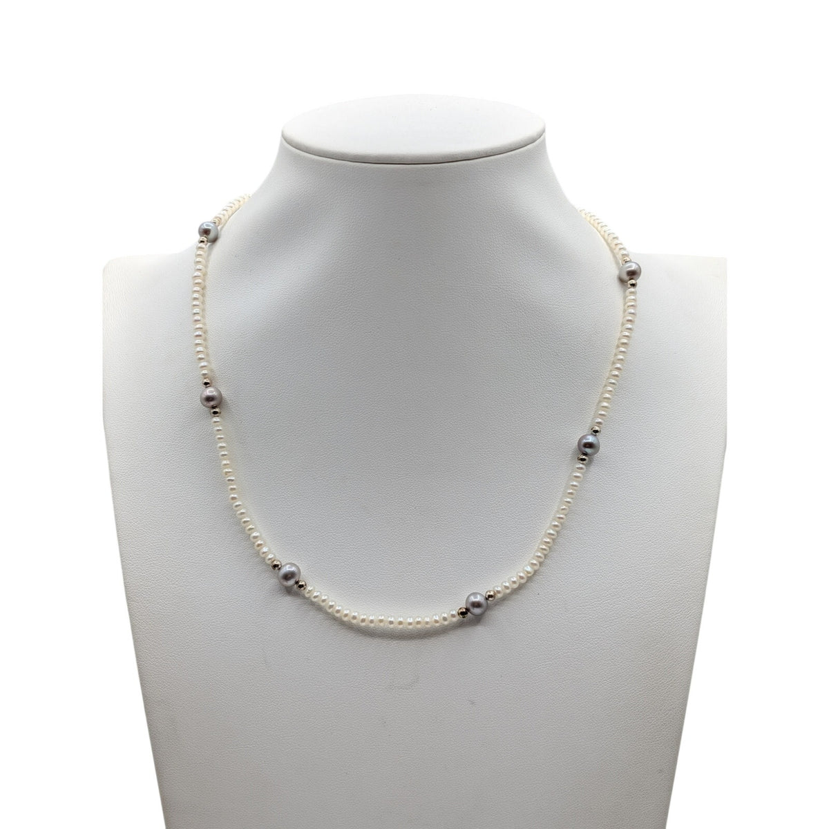 Vintage Honora 925 Sterling Silver White & Light Gray Akoya Pearl 18" Necklace