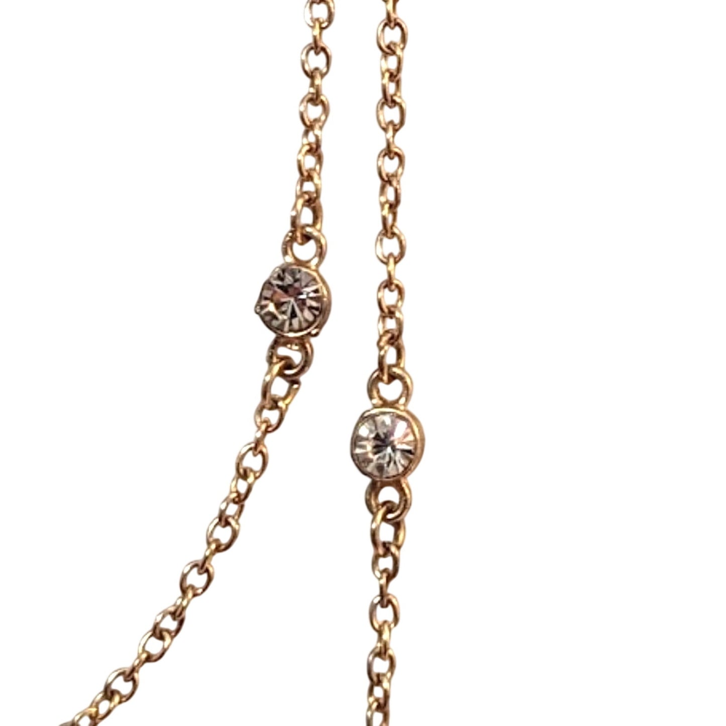 Two Strand Gold Tone Chain with Bezel Set Rhinestone Stations
