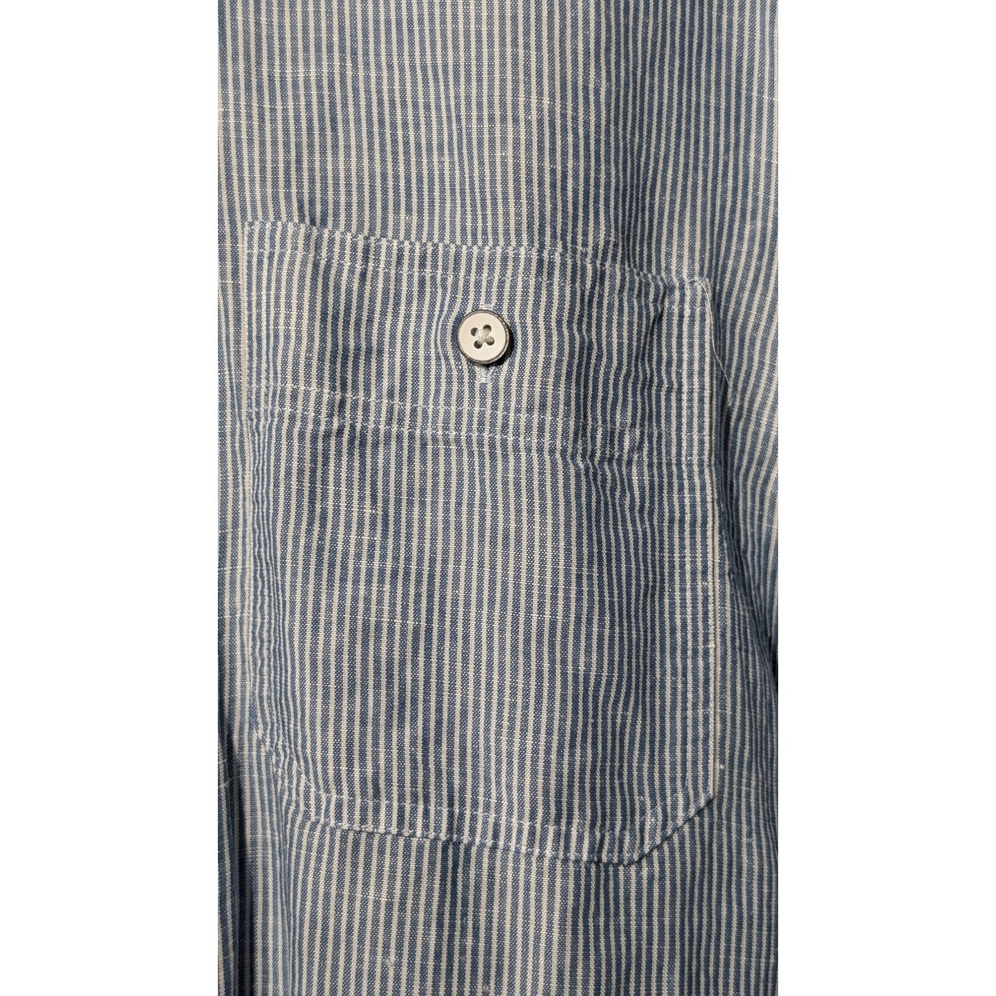 Johnnie-O Hangin Out Blue Stripe Long Sleeve Button Front 100% Cotton Shirt Sz M