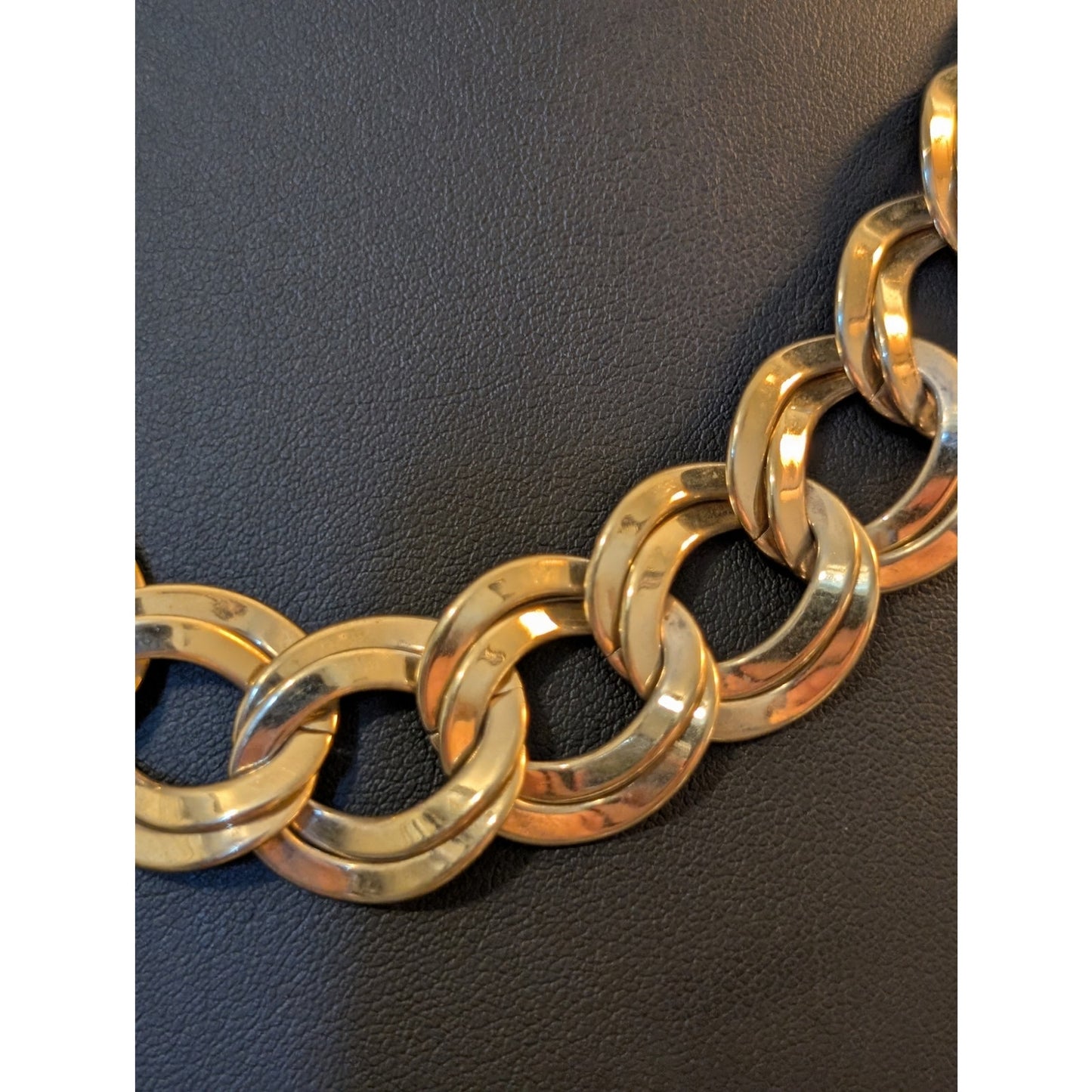 Vintage Polished Double Graduated Curb Link Necklace W/ Hook Clasp Necklace