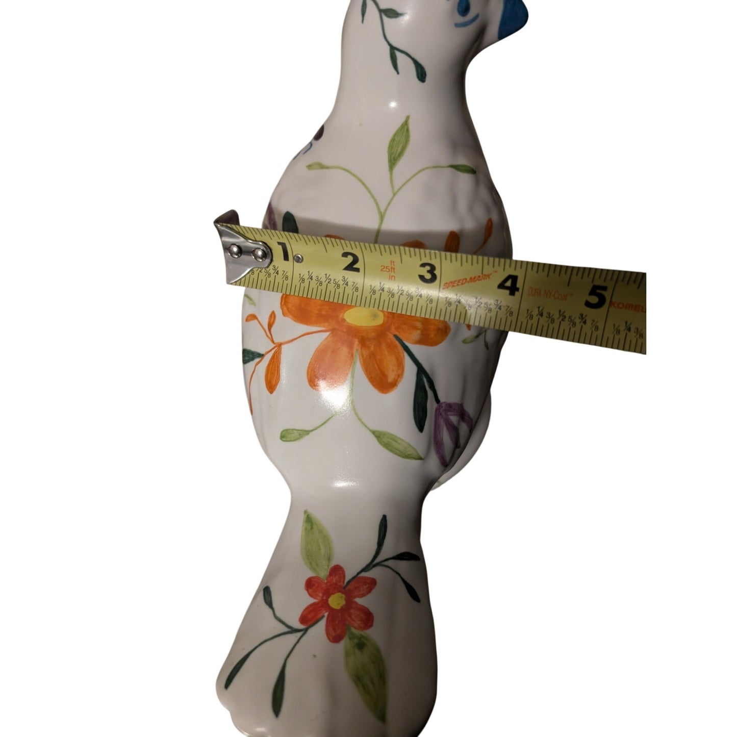 White Multi-Colored Painted Bird Figurine