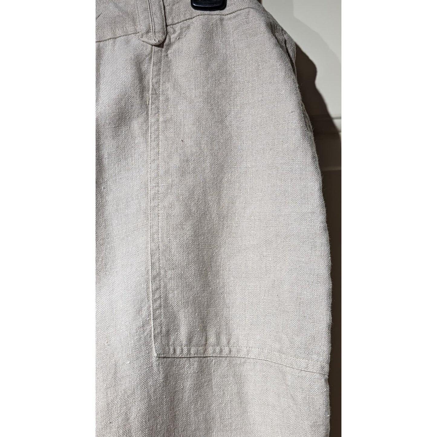 Charter Club Allison Fit Cropped 100% Linen Ecru Roll Tab Pant Womens Sz 18W