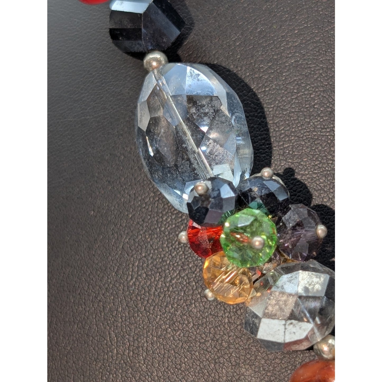 Multi Color & Shape Crystal Stone Silver Tone 21.5" Necklace