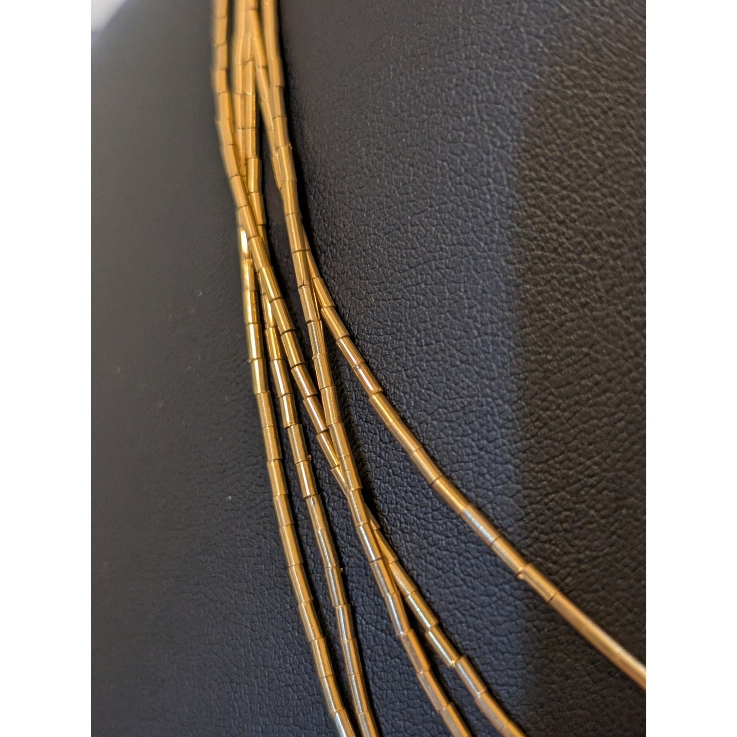 Vintage Five Strand Liquid Gold Filled Bead 18" Necklace