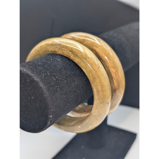 VTG Set of 2 Golden Shimmer Marbled Heavy (Nice Clank) Lucite Bangle Bracelets