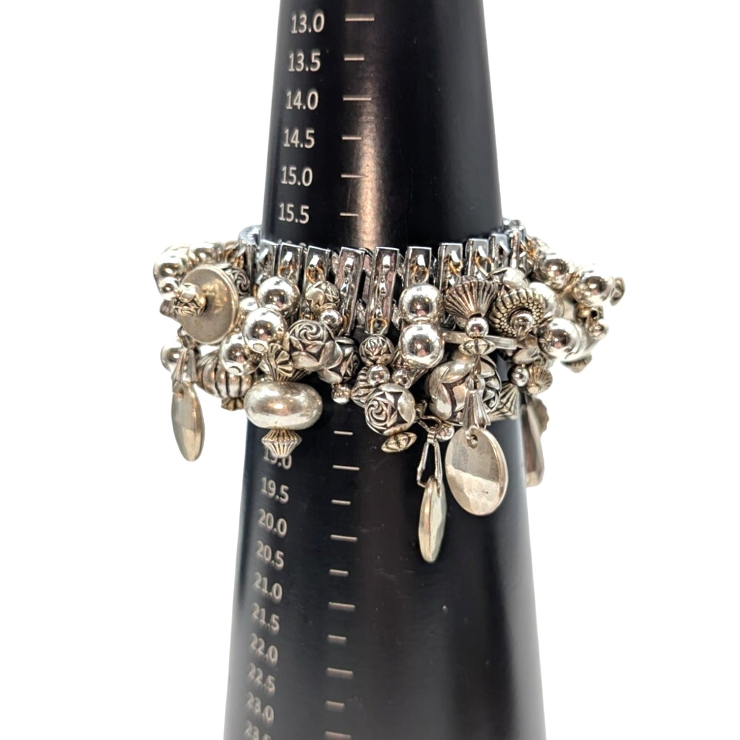 Vintage 80s/90s Cha Cha Expansion Dangling Charm Silver Tone Bracelet