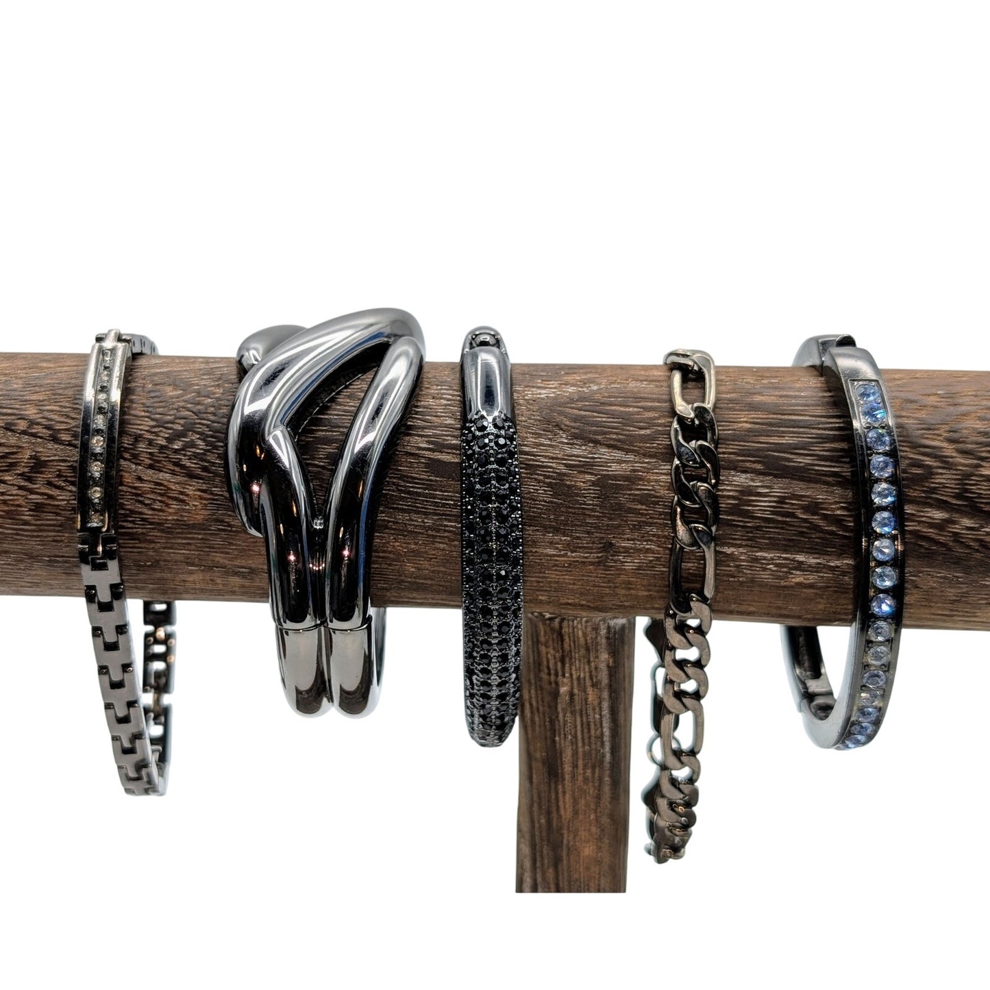 Lot of Five Gun Metal Bracelets