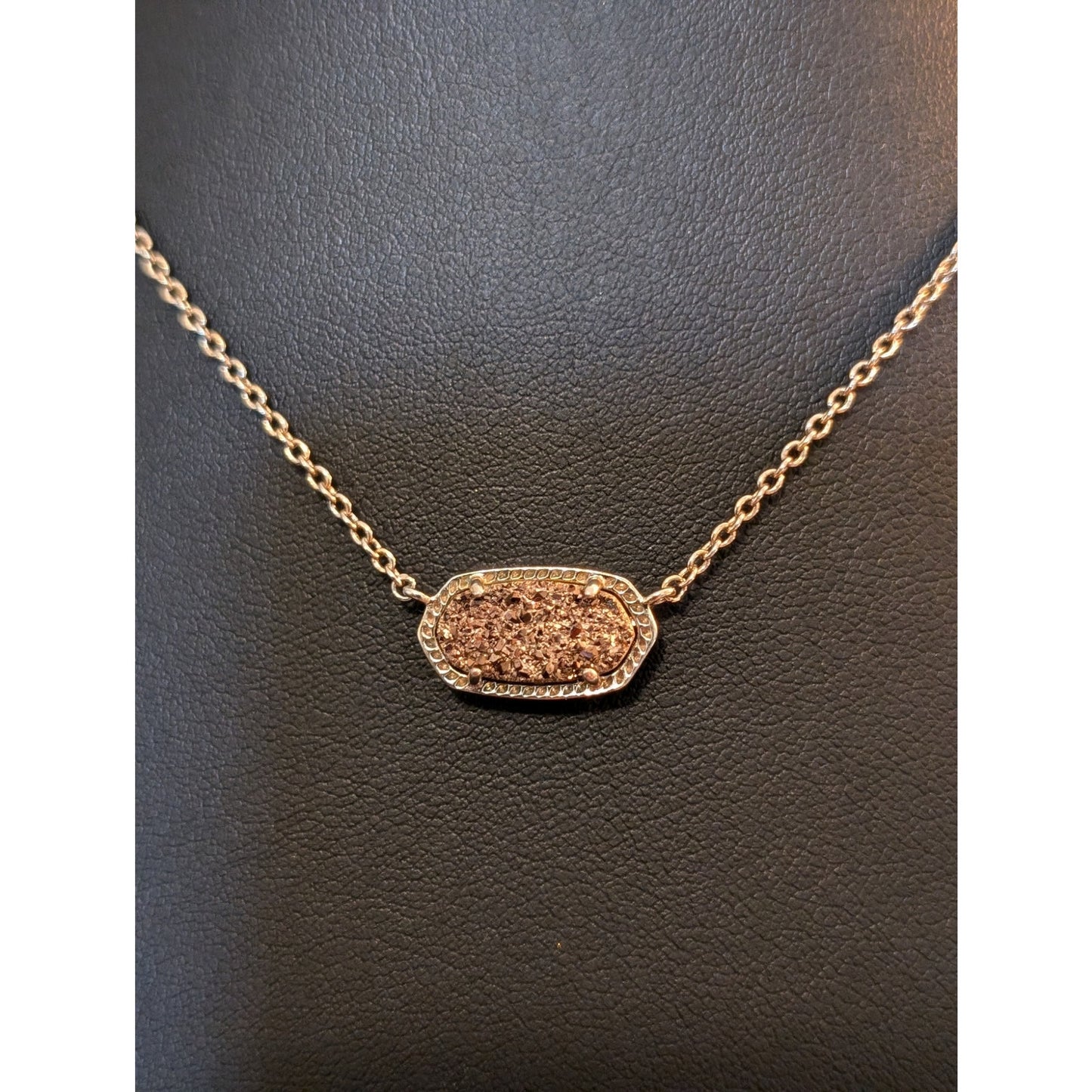 Kendra Scott Elisa Copper Druzy Rose Gold Tone 15"-17" Necklace
