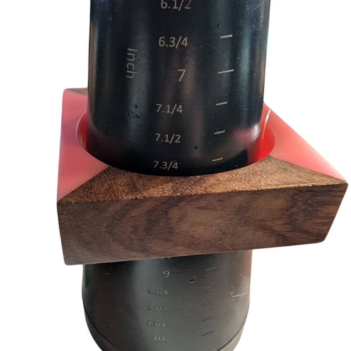 Vintage Modernist Wood & Peachy Resin Square Bangle Bracelet