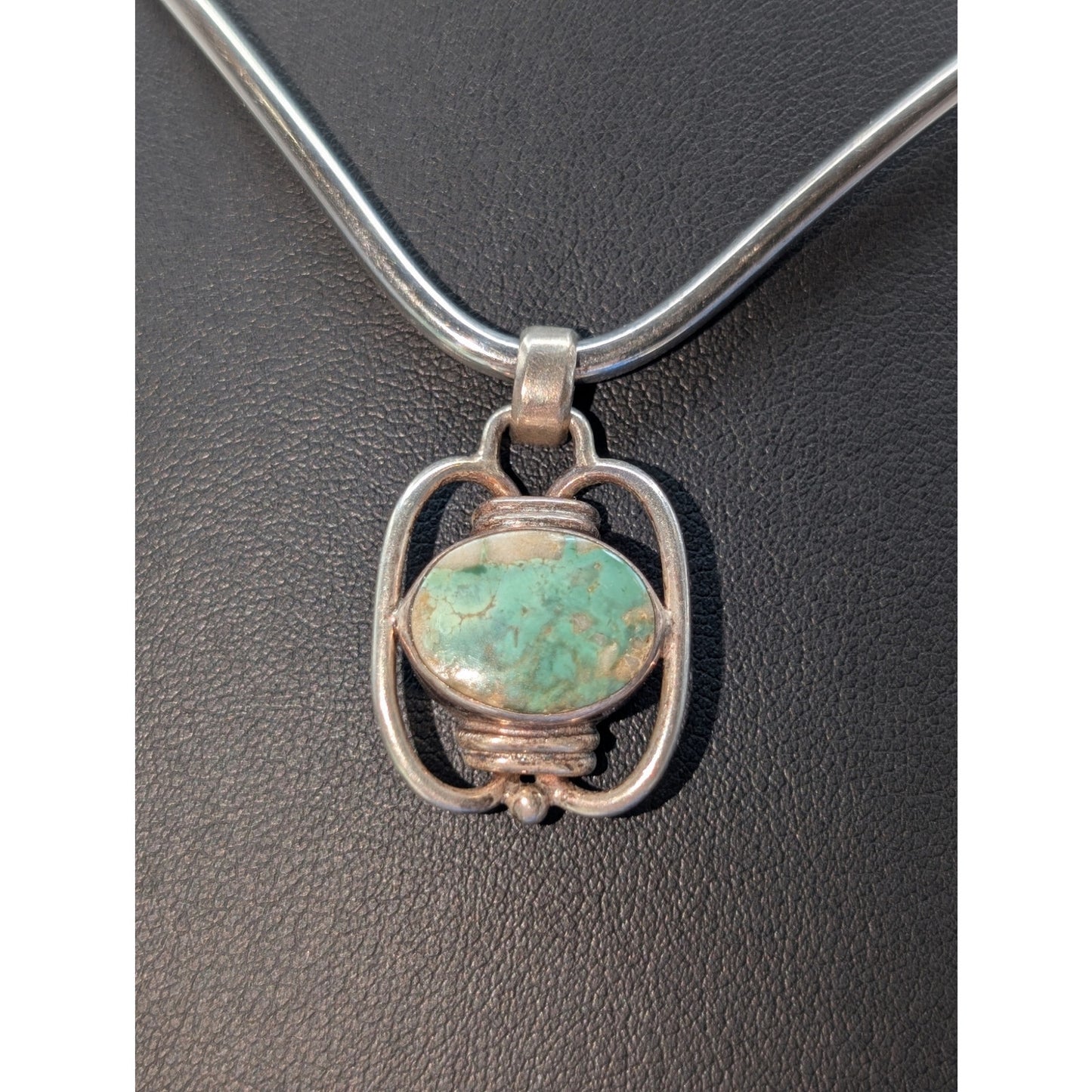 Vintage Marked and Tested 925 Sterling Silver Blue Green Stone Pendant (Only)