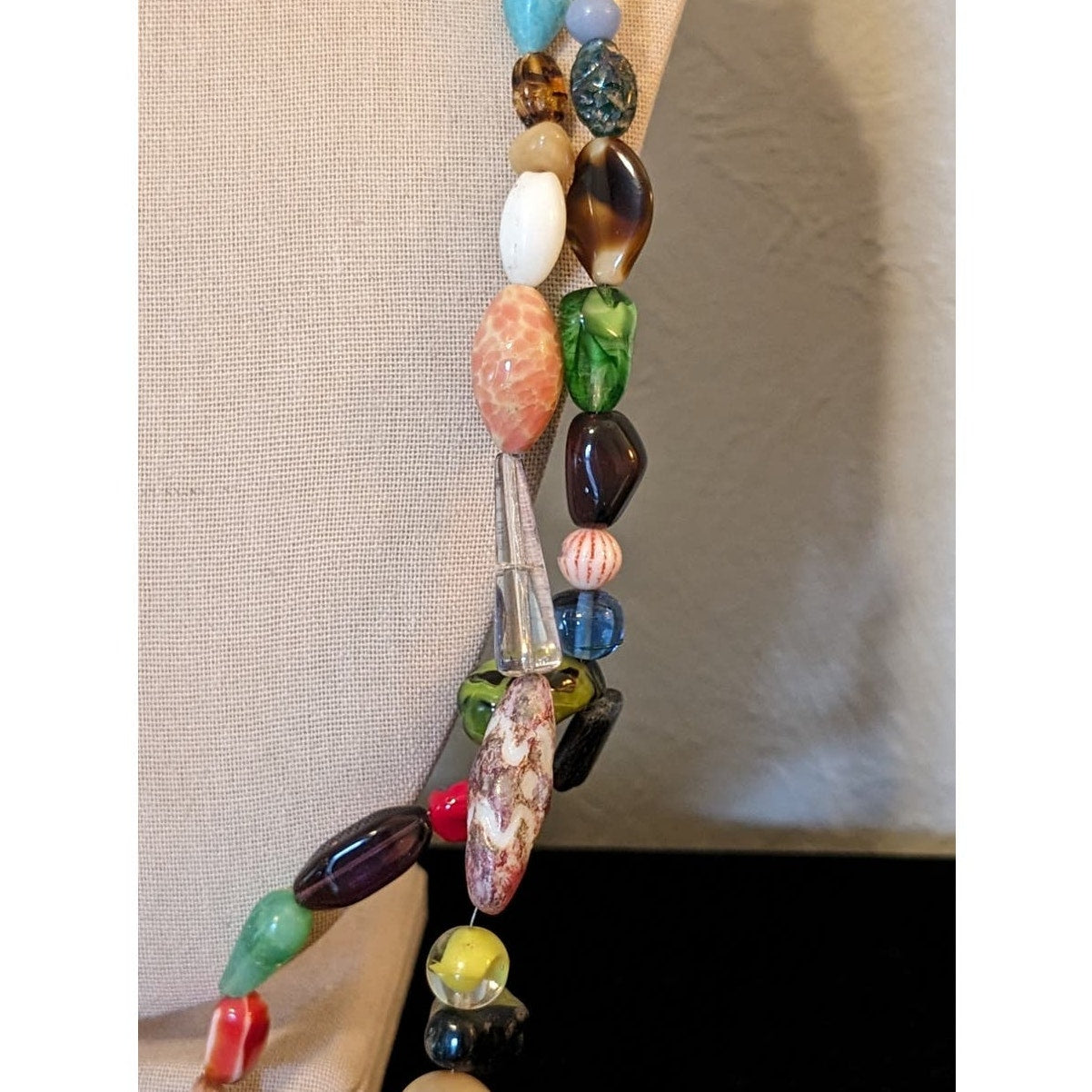 Long Multi Color Multi Shape Glass Bead Strung on Wire 64" Strand