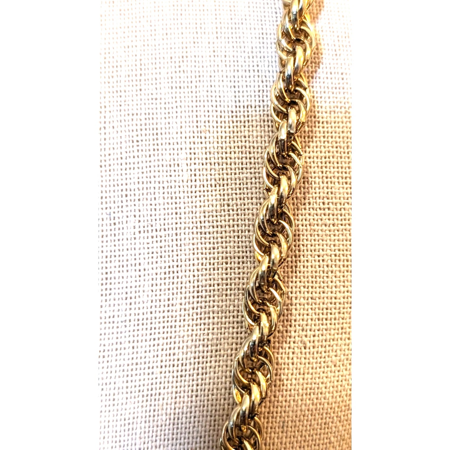 Vintage Gold Chunky Gold Tone Rope Barrel Clasp 26" Necklace