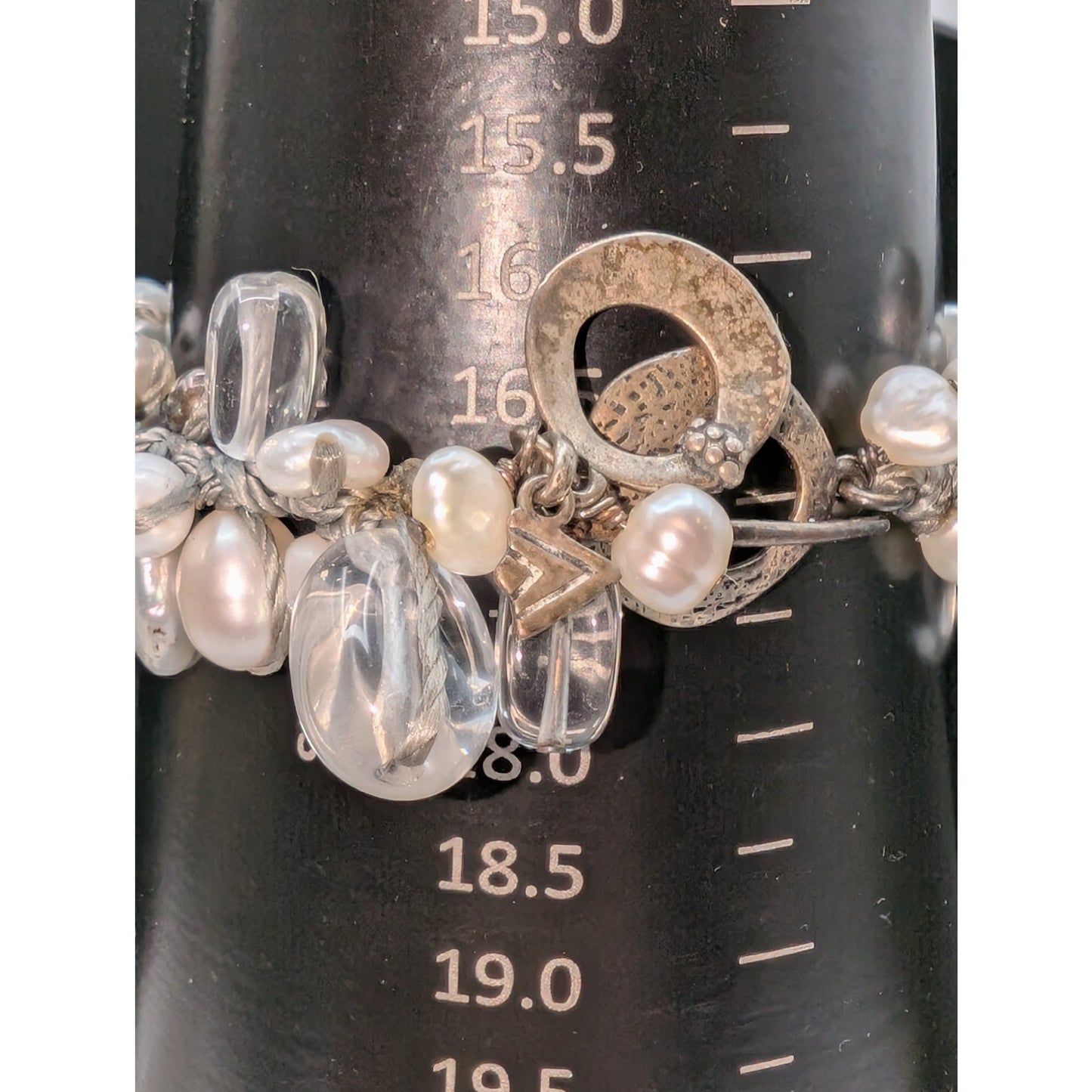 Silpada Effervescence 925 Sterling Silver Pearl Glass Toggle Bracelet