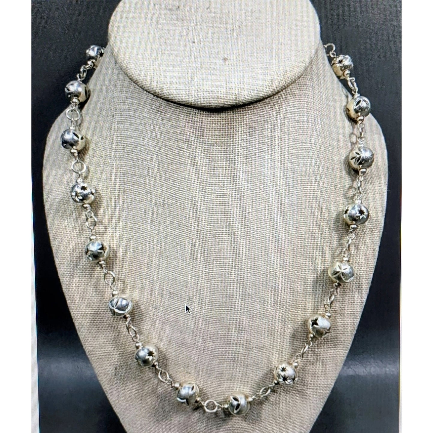 Authentic Dobbs Italy 925 Sterling Silver Cut Out Star Ball Bead Chain Necklace